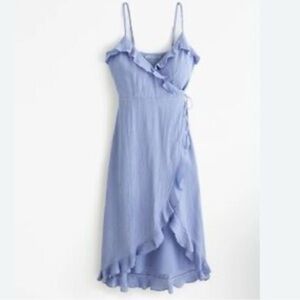 Abercrombie and Fitch Blue ruffle wrap mini strap dress size medium